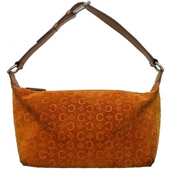 CELINE Bag Orange Beige Silver C Macadam MC99/2 Handbag Leather Suede Ladies Com - Picture 1 of 10